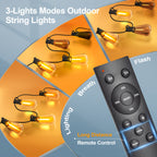 Outdoor String LED Patio Lights - 100Ft 30M Outside Waterproof Light with Remote Dimmable ST38 Shatterproof Bulb Connectable Hanging Outdoor Electric Lighting for Backyard Yard Gazebo Porch Party