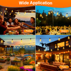 Outdoor String Led Patio Lights - 100Ft 30M Outside Waterproof Light With Remote Dimmable ST38 Shatterproof Bulb Connectable Hanging Outdoor Electric Lighting For Backyard Yard Gazebo Porch Party