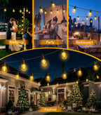 Outdoor String Lights Patio LED Light Outside - 30M 28+2 S14 LED 100ft Porch Lighting IP65 Waterproof