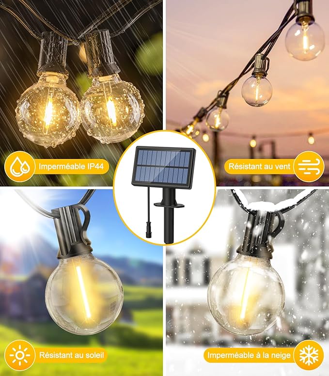 Outdoor Solar Garden Lights: G40 50ft LED Bulb - 15m Solar Garden Light Bulbs for Outdoor Gazebo - Balcony Party Patio Wedding [Energy Class E]