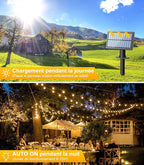 Outdoor Solar Garden Lights: G40 50ft LED Bulb - 15m Solar Garden Light Bulbs for Outdoor Gazebo - Balcony Party Patio Wedding [Energy Class E]