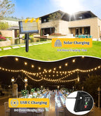 Solar string lights for outdoor use: G40 50ft LED Blub - 15M Solar Garden Lights Remote Controlled Lights for Outdoor Gazebo - Balcony Parties Patio Patio Wedding [Energy Class E]