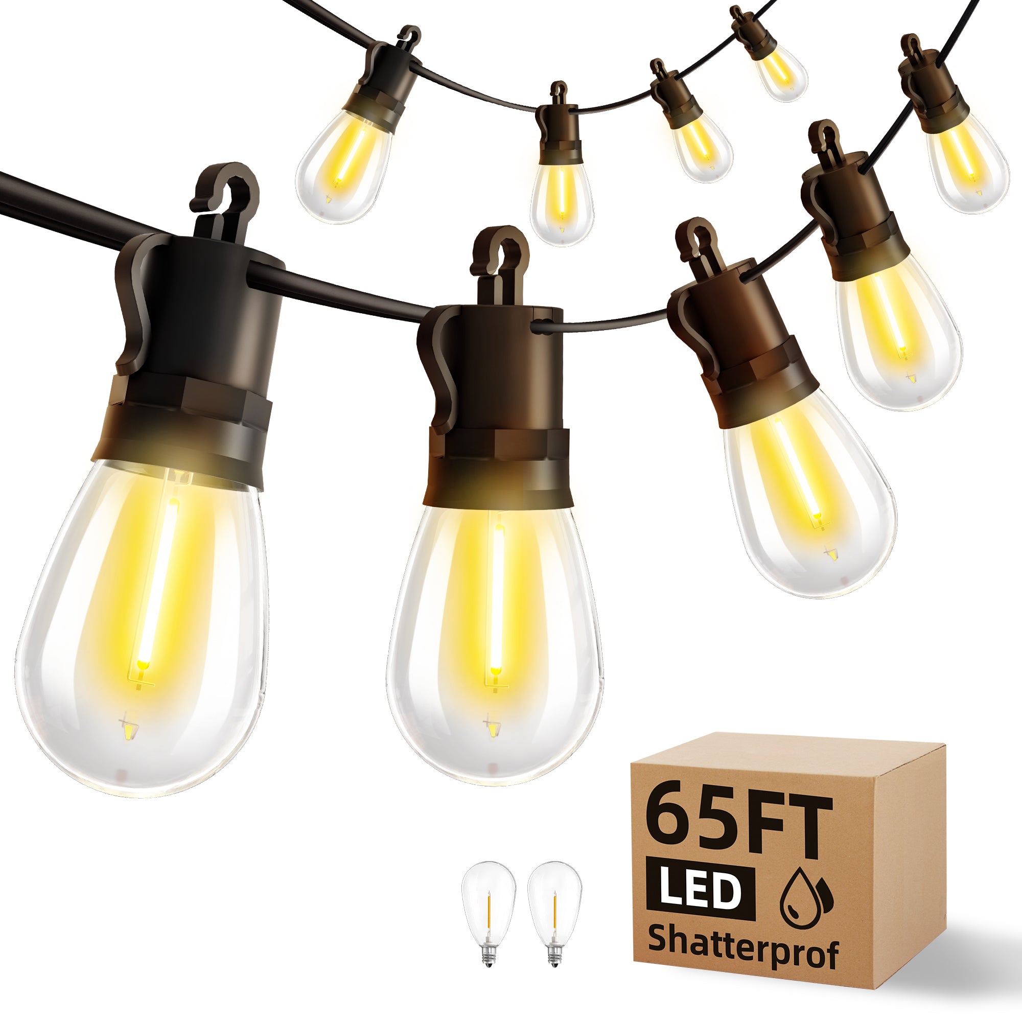 Outdoor String Lights Patio LED Light Outside - 30M 28+2 S14 LED 100ft Porch Lighting IP65 Waterproof